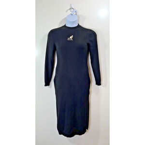 Kangol x H&M Womens Midi Ribbed Bodycon Sweater Dress Size L Streetwear Heritage